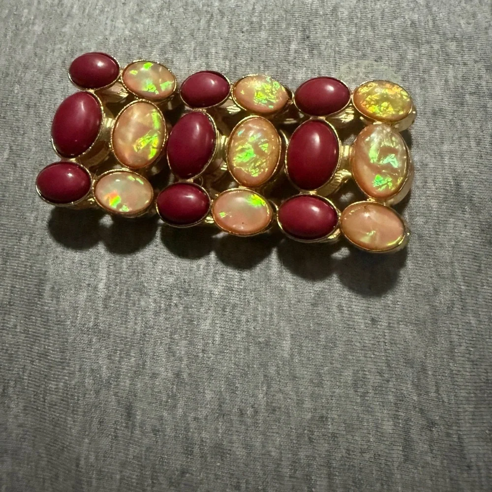 Gold and Red Stone Beaded Bracelet